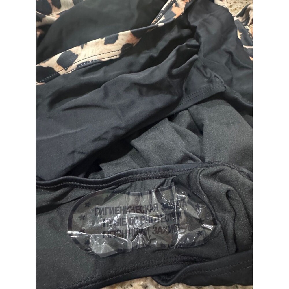 Eomenie One Piece Swimsuit Tummy Control Cutout High Waisted Black Leopard L NWT - Picture 7 of 12